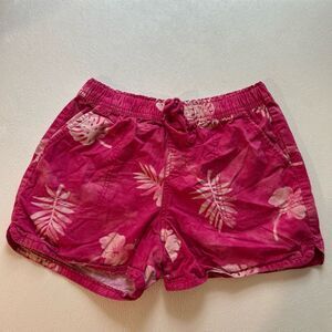 GAP Kids Girls XL Pink Floral Hawaiian Print Shorts Elastic Waist